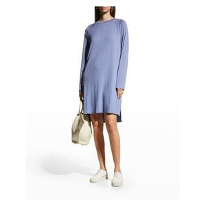 EILEEN FISHER Womens Light Blue Raglan Sleeve Above The Knee Shift Dress L